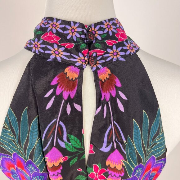 NWT Johnny Was Jade Women's Devi Silk Blend Halter Floral Blouse Size M - Picture 8 of 12